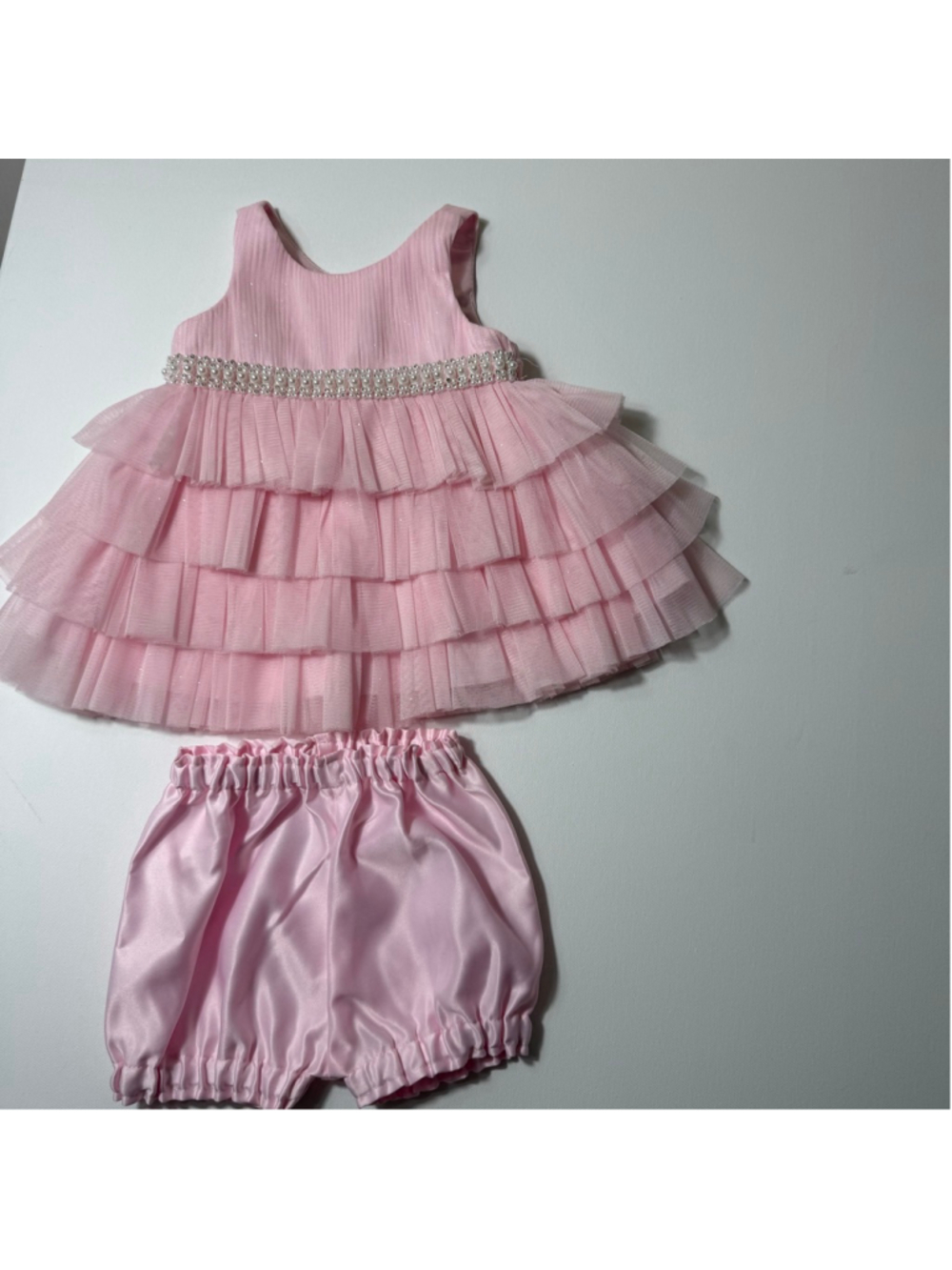 Girls American Princess Formal Dress & Bloomers Set Pink 9 Months